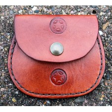 Handcrafted Leather Medium Brown Pocket Coin Purse With Lone Star Logo.